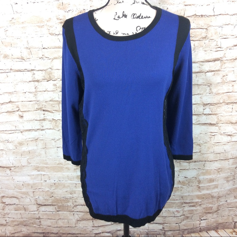 Hannah Lace Appliqué Side Sweater Large